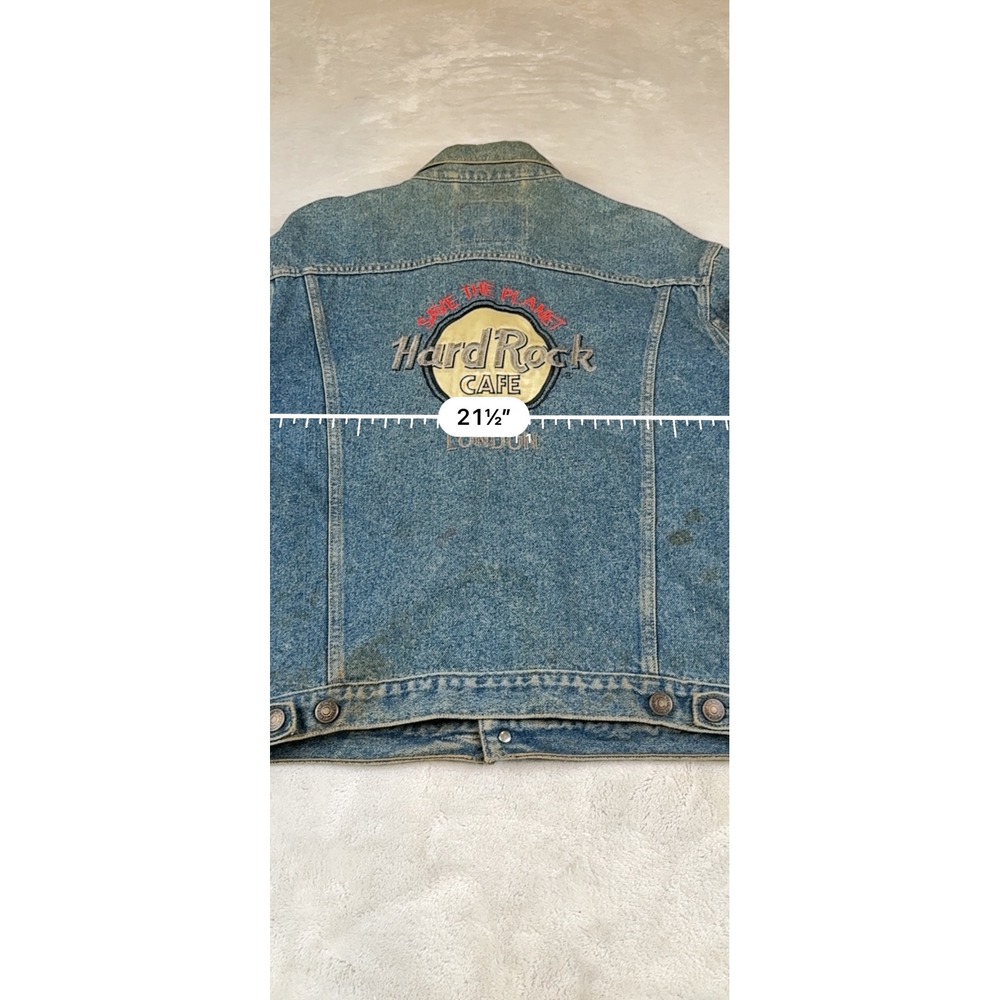 Vintage 80s Levi's Denim Jacket Hard Rock Cafe London Pins Distressed  M - Picture 6 of 10